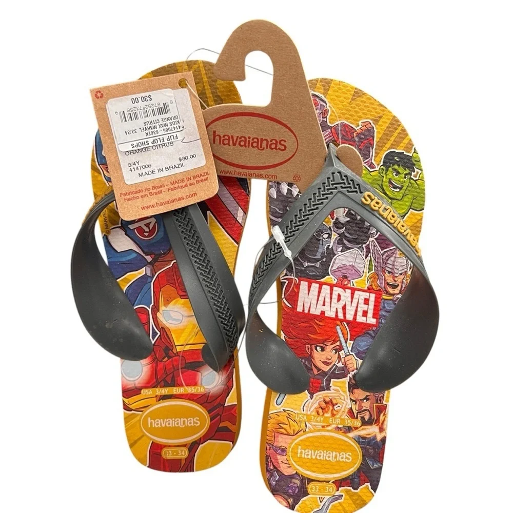 Havaianas NWT Kids MARVEL flip flops Size 3/4